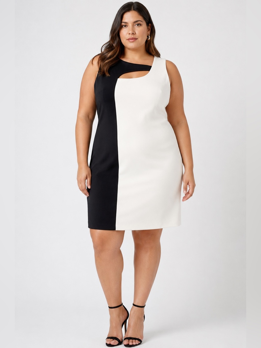 Calvin Klein sleeveless sheath dress cut out color block size 14 cocktail